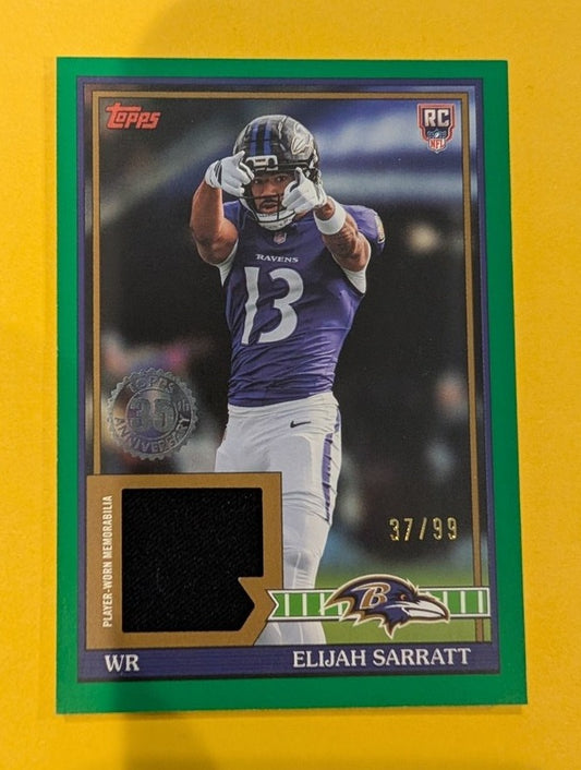 2026 Topps Football Elijah Sarratt Ravens 1991 Rookie Relic Green SP /99