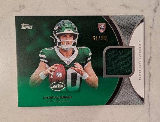 2026 Topps Football Cade Klubnik Jets Rookie Material Relic Green SP /99 #RMC-CK