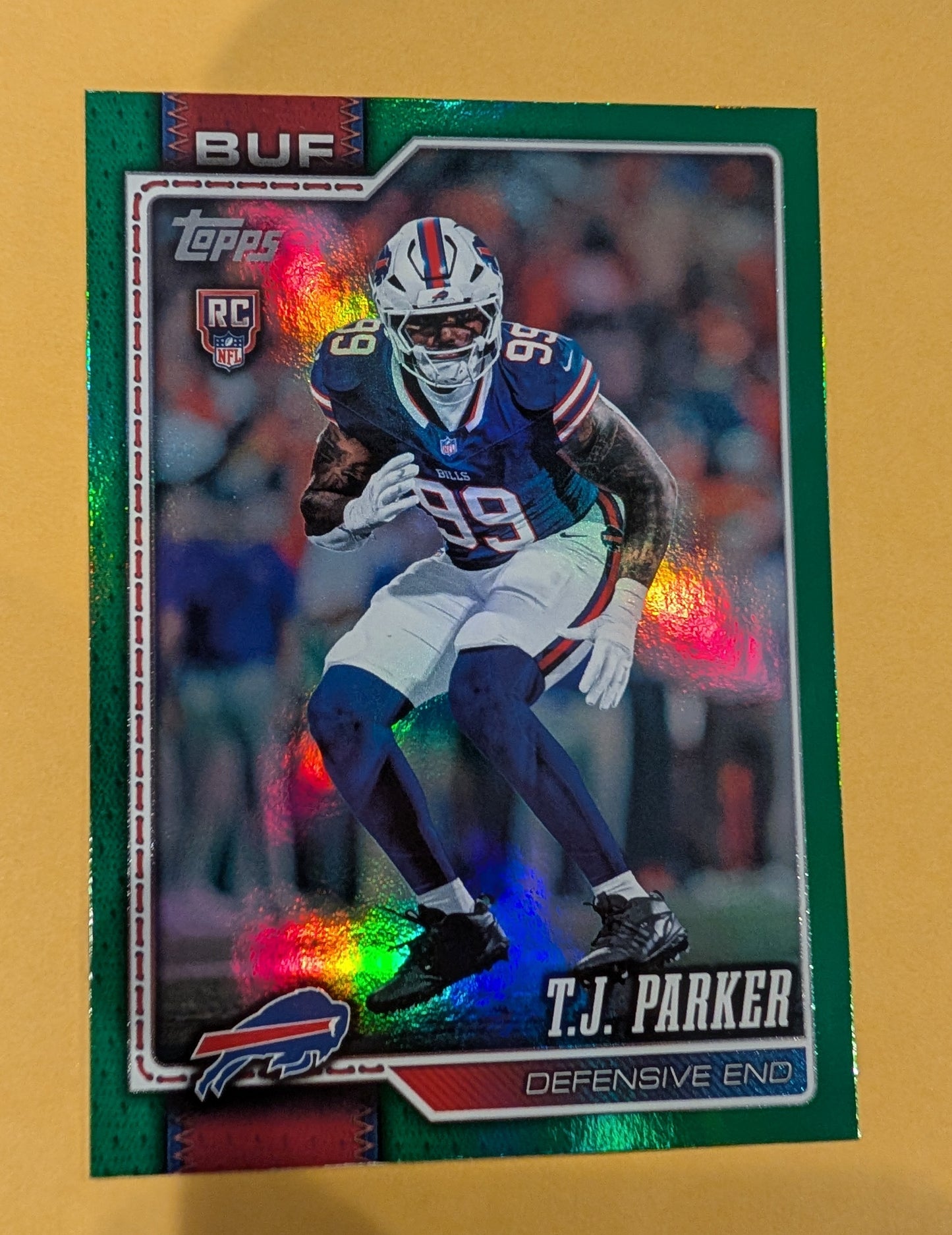 2026 Topps Football T.J. Parker Buffalo Bills Green SP /99 RC #376