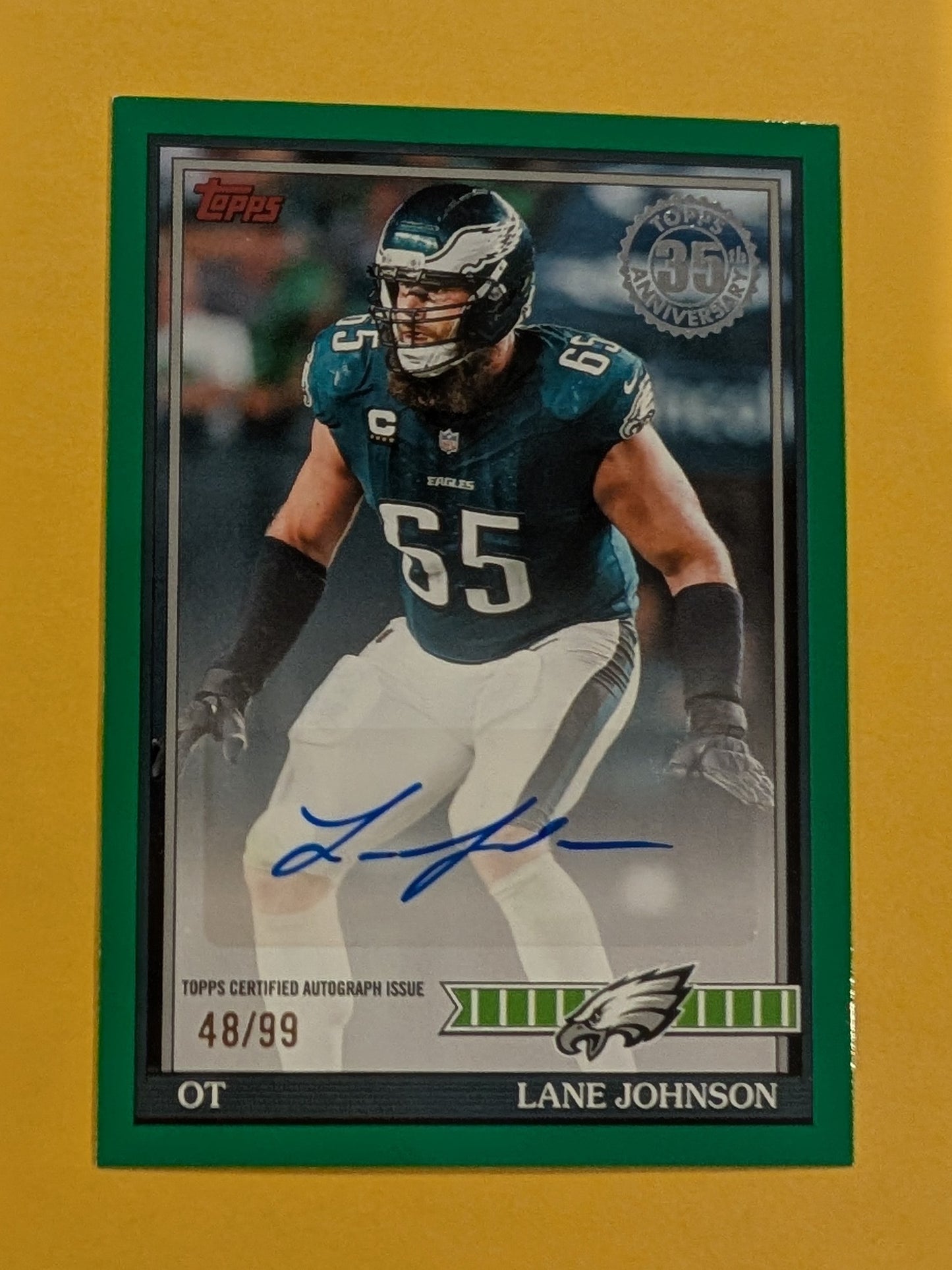 2026 Topps Football Lane Johnson Eagles 1991 Autograph Green SP /99 #91AC-LJO