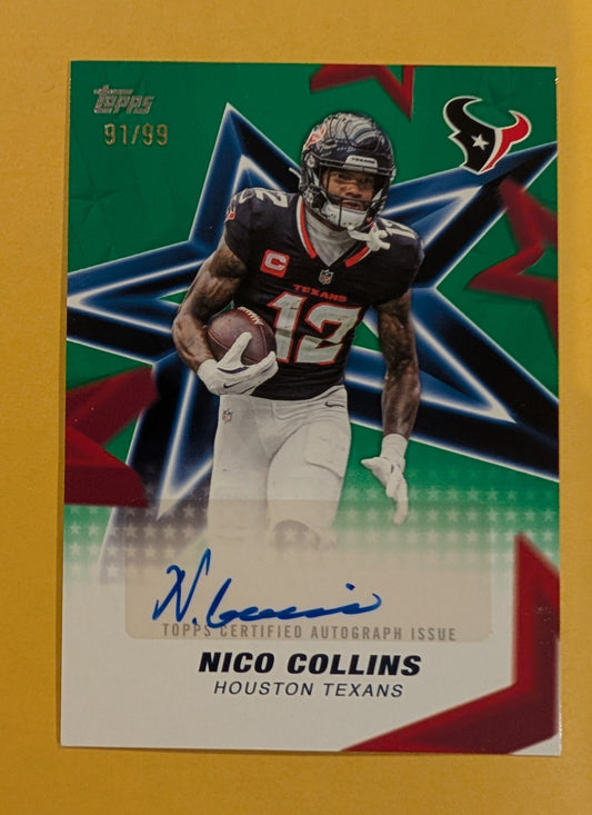 2026 Topps Football Nico Collins Texans Stars Autograph Green SP /99 #NFLSA-NC