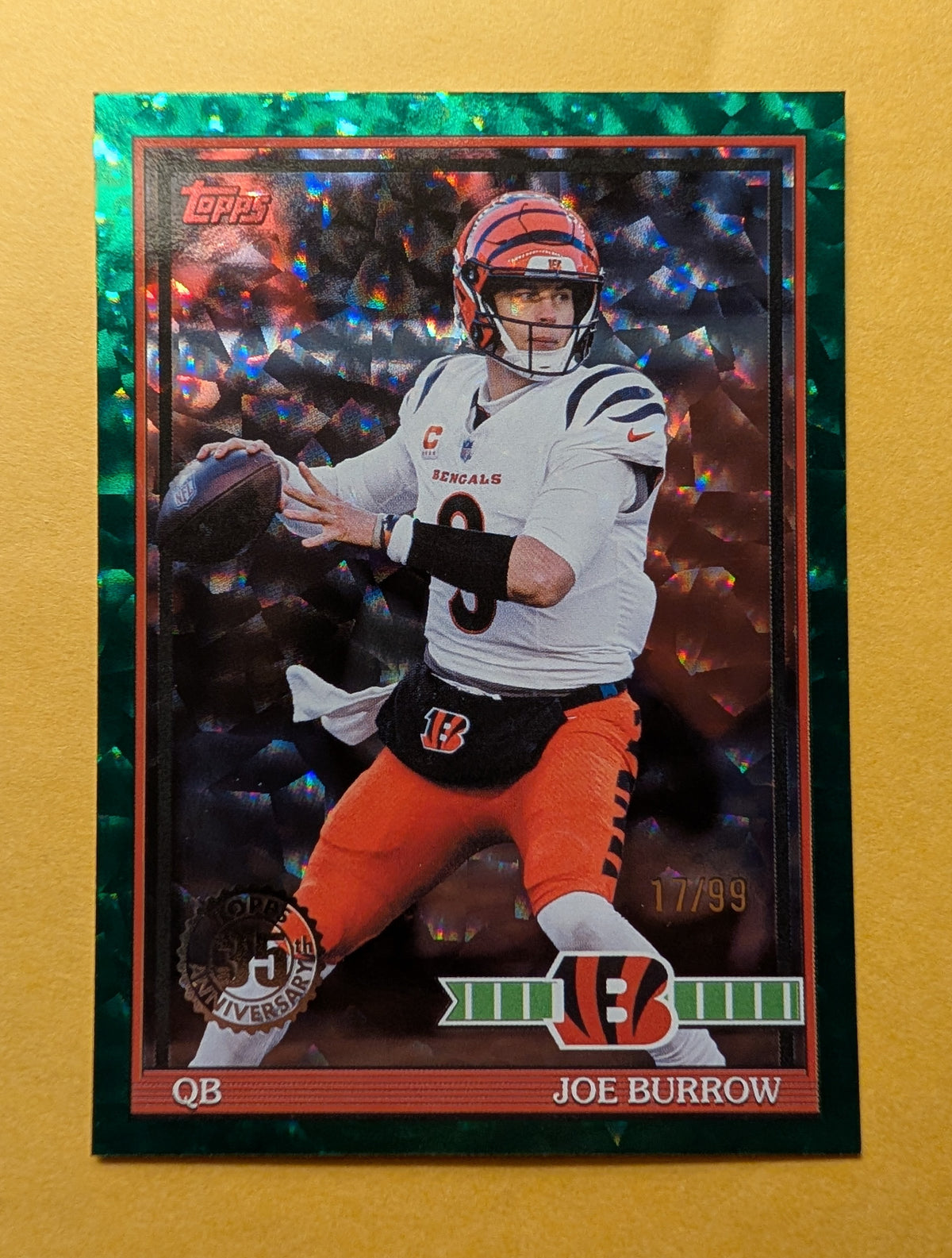 2026 Topps Football Joe Burrow Cincinnati Bengals Green Crackle SP /99 #40