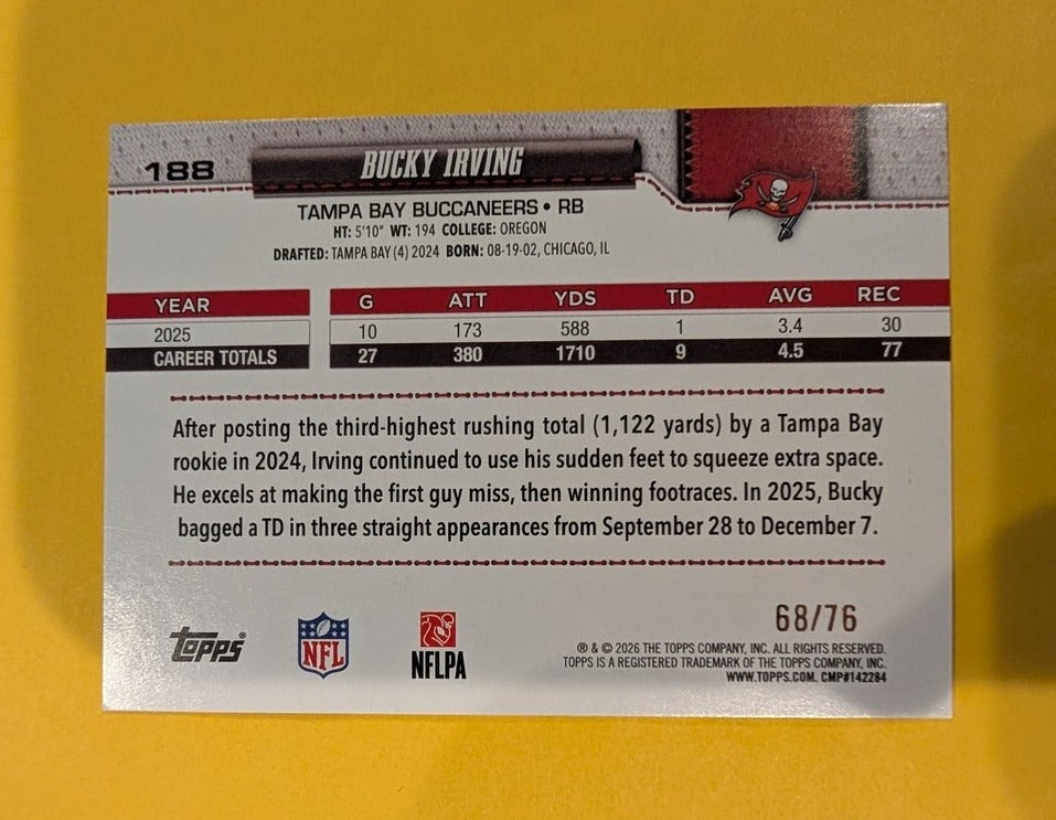 2026 Topps Football Bucky Irving Buccaneers Independence Day SP /76 #188