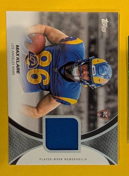 2026 Topps Football Max Klare Rams 2-Card Lot Rookie Relic + Green RC #RMC-MKL
