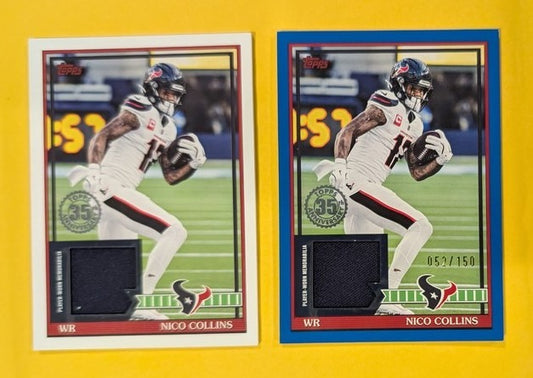 2026 Topps Football Nico Collins Texans 1991 Relic 2-Card Lot Blue SP /150