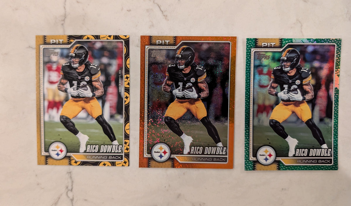 2026 Topps Football Rico Dowdle Pittsburgh Steelers 3 Card Lot Parallels #30
