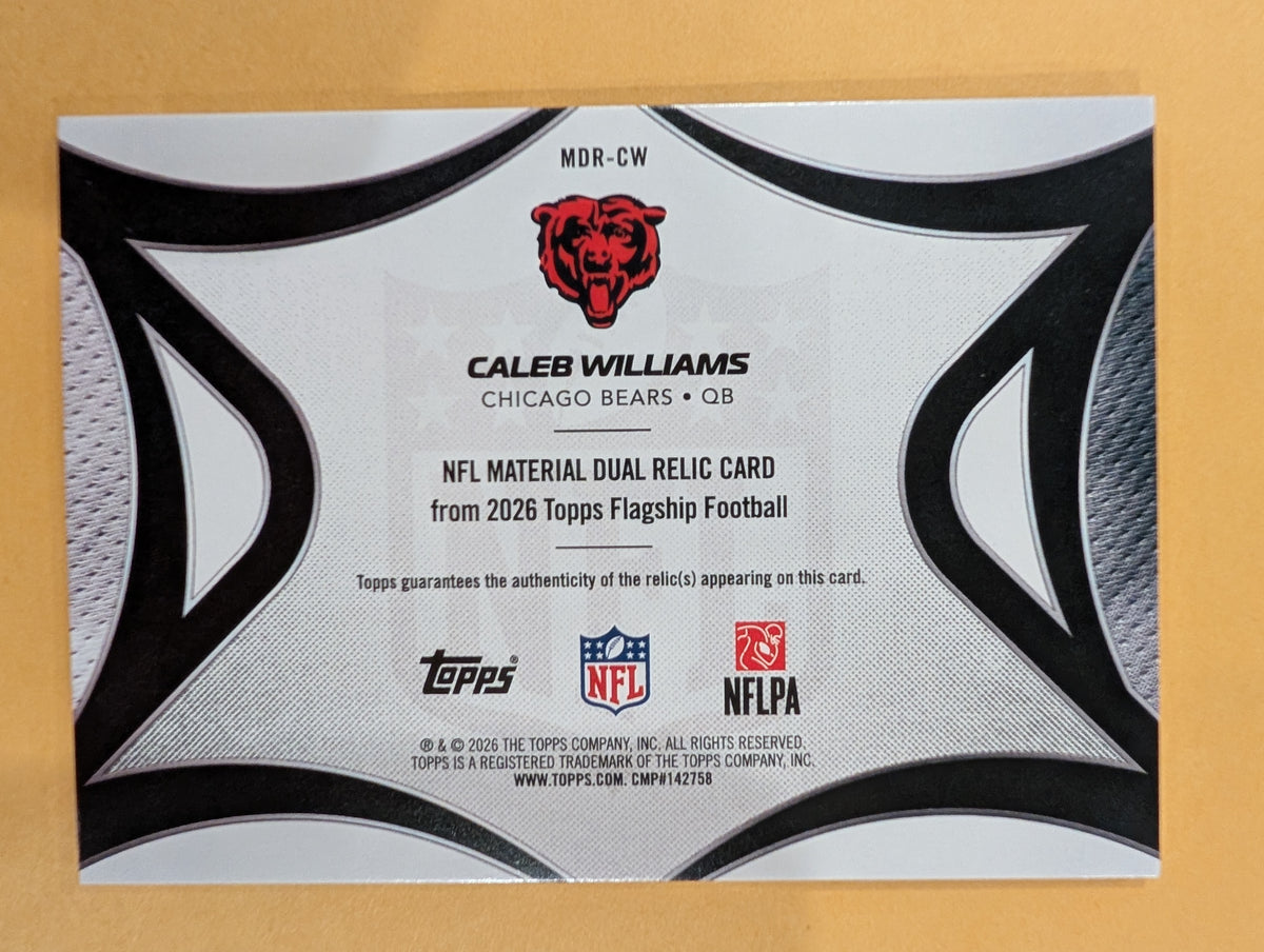 2026 Topps Football Caleb Williams Bears NFL Material Dual Relic #MDR-CW