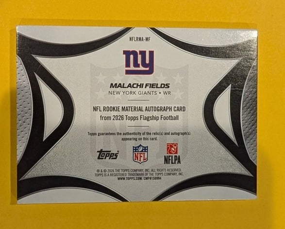 2026 Topps Football Malachi Fields Giants NFL Rookie Material Auto RPA /99