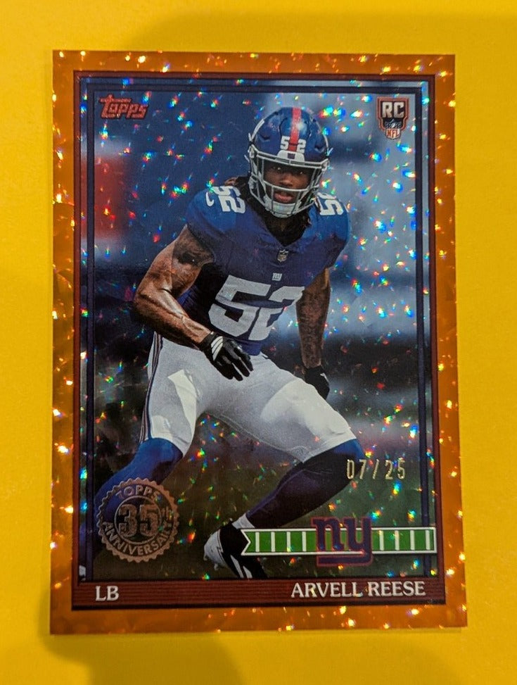2026 Topps Football Arvell Reese Giants 1991 Mega Box Crackle Orange SSP /25 RC