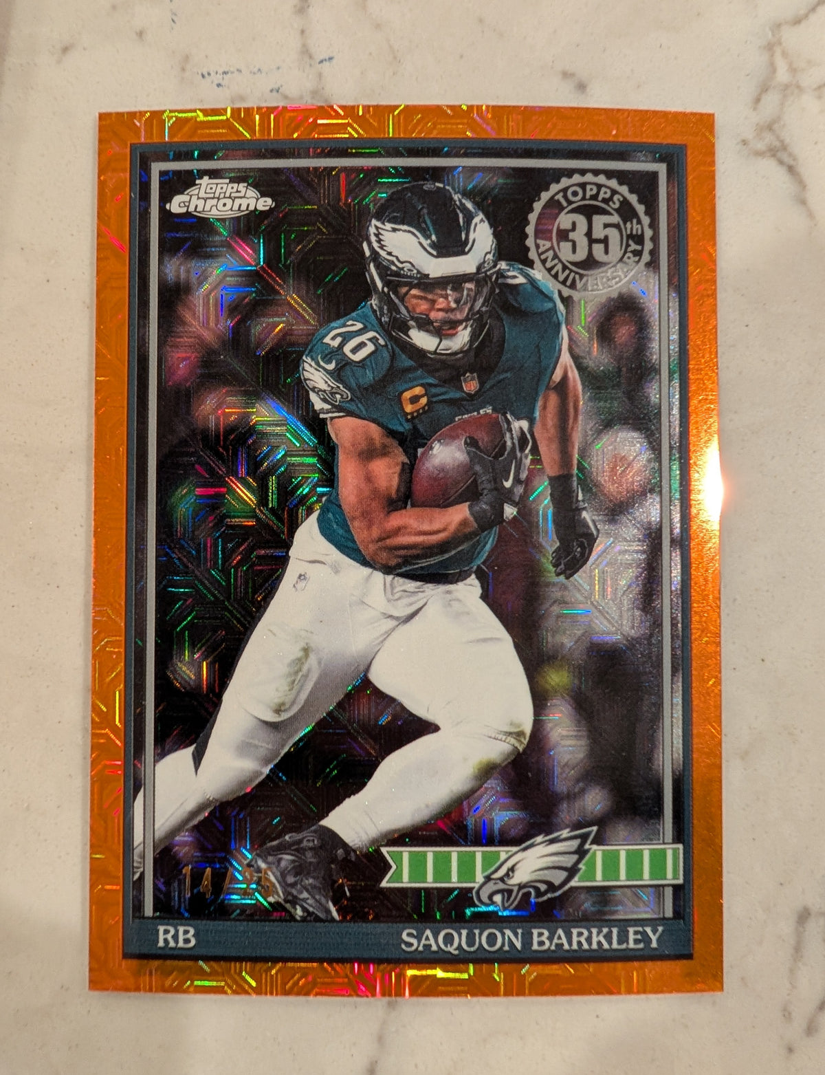 2026 Topps Football Saquon Barkley Eagles 1991 Chrome Orange SSP /25 #91TC-19