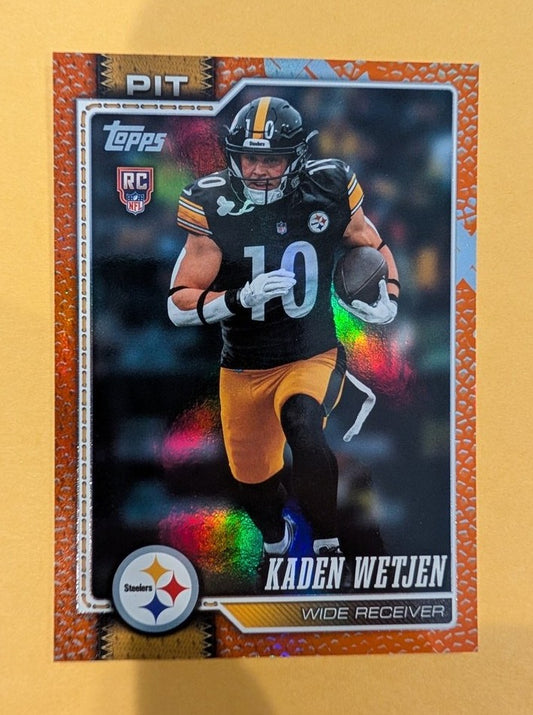 2026 Topps Football Kaden Wetjen Steelers Orange Football SSP /25 RC #370