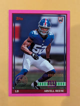 2026 Topps Football Arvell Reese Giants 1991 Rookies Pink /1000 RC #91TR-46