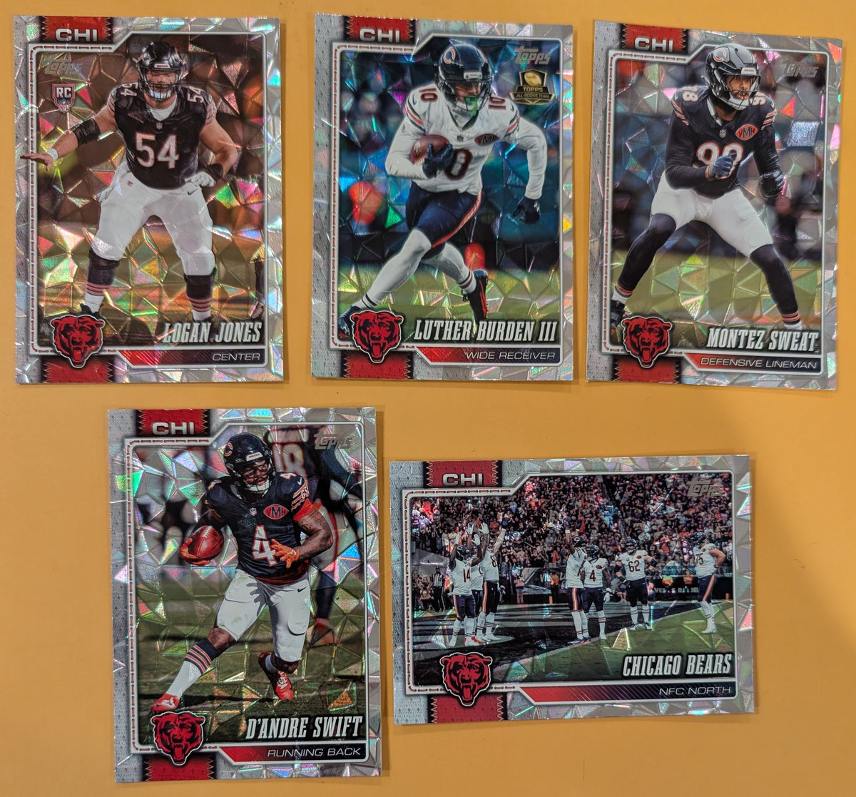 2026 Topps Football Bears Diamantes Lot 5 Cards - Luther Burden III, Swift