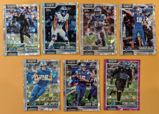 2026 Topps Football Lions Diamantes Lot 7 Cards - Jared Goff, Aidan Hutchinson