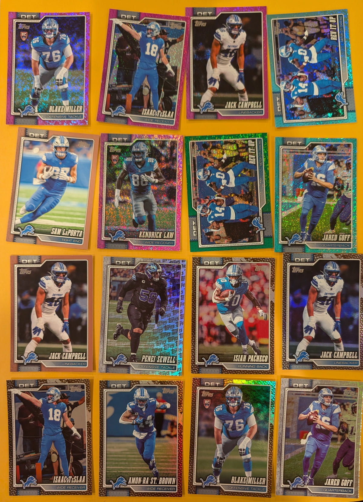 2026 Topps Football Lions 16 Card Parallel Lot - Rev It Up Green SP /99, Amon-Ra