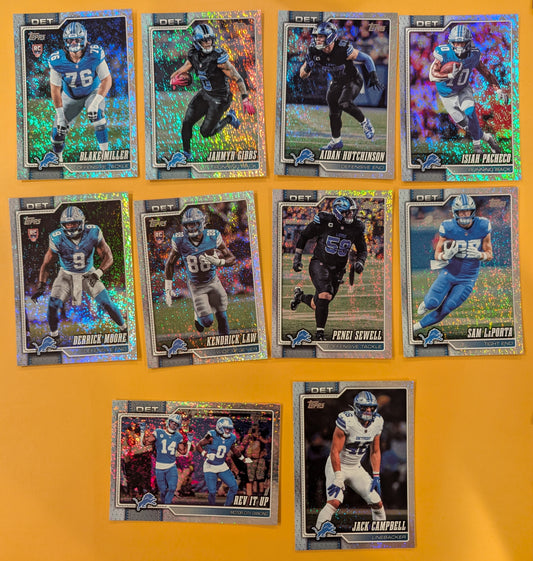 2026 Topps Football Lions Sparkle Foil Lot 10 Cards - Jahmyr Gibbs, Hutchinson