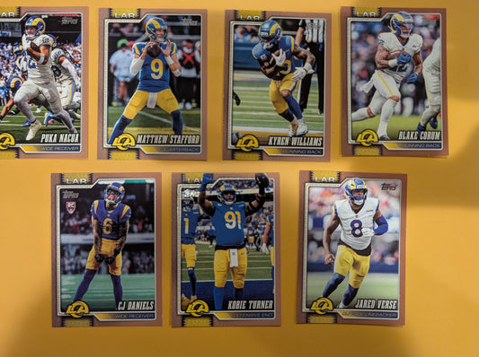 2026 Topps Football Rams Gold SP /2026 Lot 7 Cards - Nacua, Stafford, Corum