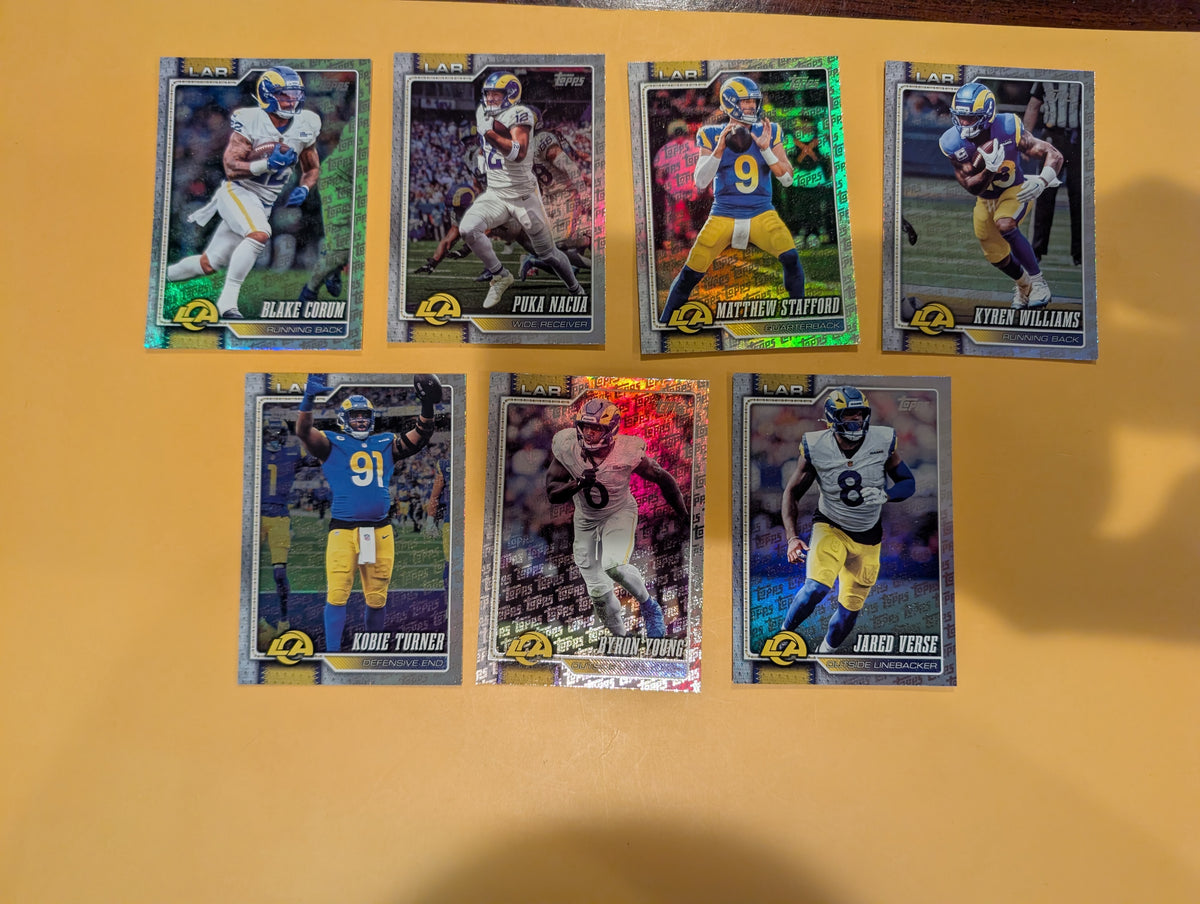 2026 Topps Football Rams Topps Logo Foil Lot 7 Cards - Nacua, Stafford, Corum