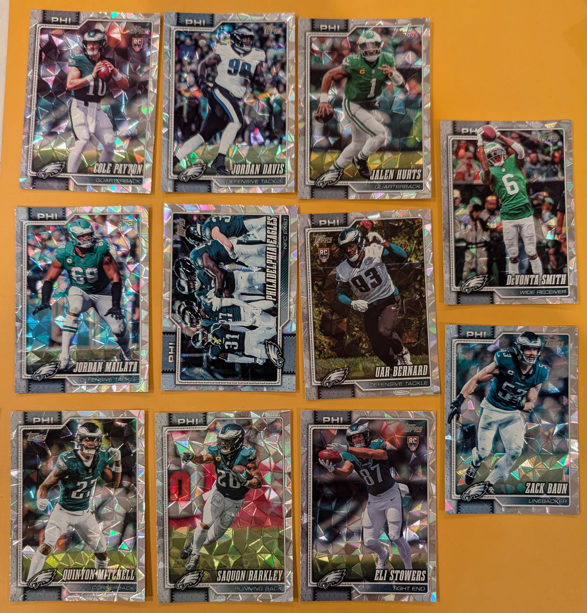 2026 Topps Football Eagles Diamantes Lot 11 Cards - Hurts, Barkley, Smith