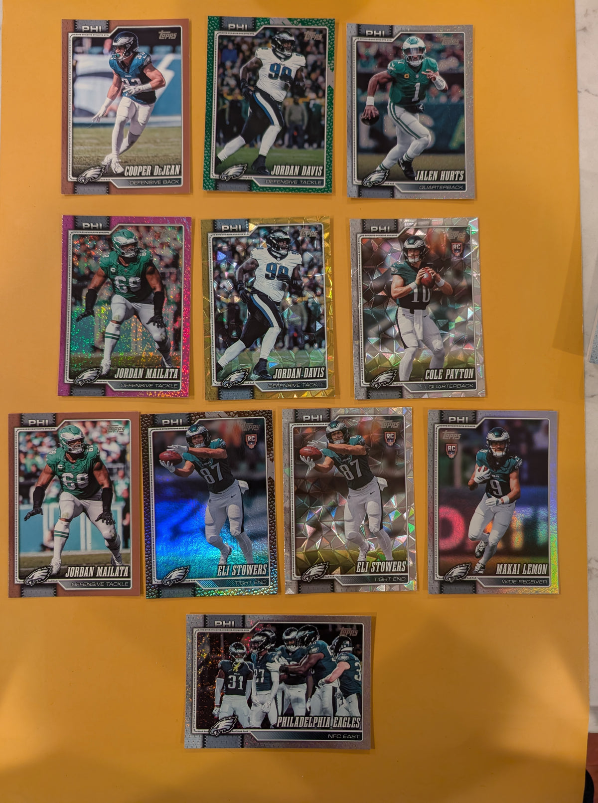 2026 Topps Football Eagles 11 Card Parallel Lot - Jordan Davis Green SP /99