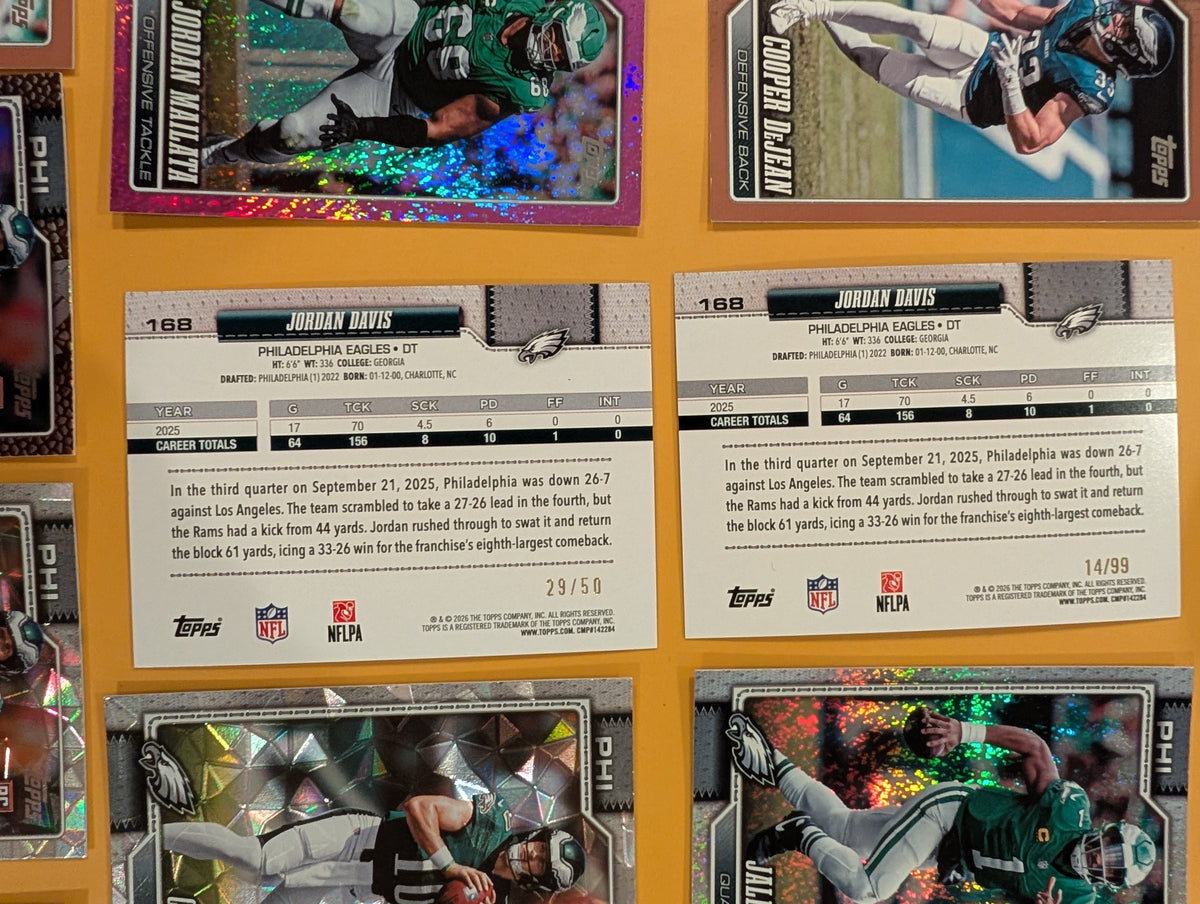 2026 Topps Football Eagles 11 Card Parallel Lot - Jordan Davis Green SP /99