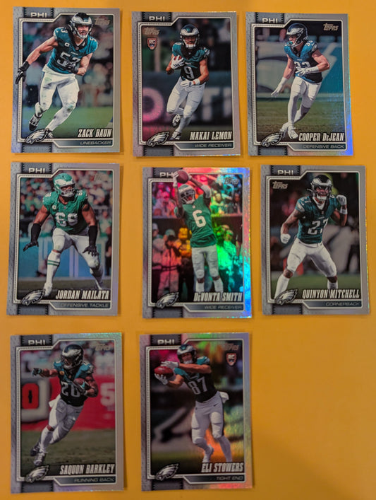 2026 Topps Football Eagles Rainbow Foil Lot 8 Cards - Barkley, DeVonta Smith