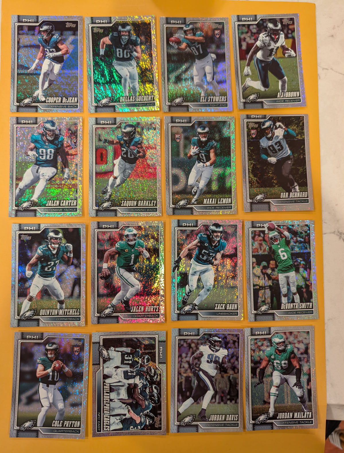 2026 Topps Football Eagles Sparkle Foil Lot 16 Cards - Hurts, Barkley, Brown