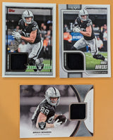 2026 Topps Football Brock Bowers Raiders 3 Card Player Worn Relic Lot