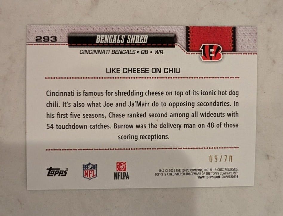 2026 Topps Football Joe Burrow Bengals Shred Combo SP /10 #293
