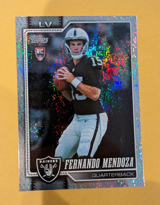 2026 Topps Football Fernando Mendoza Raiders Speckle Holo Foil RC #301