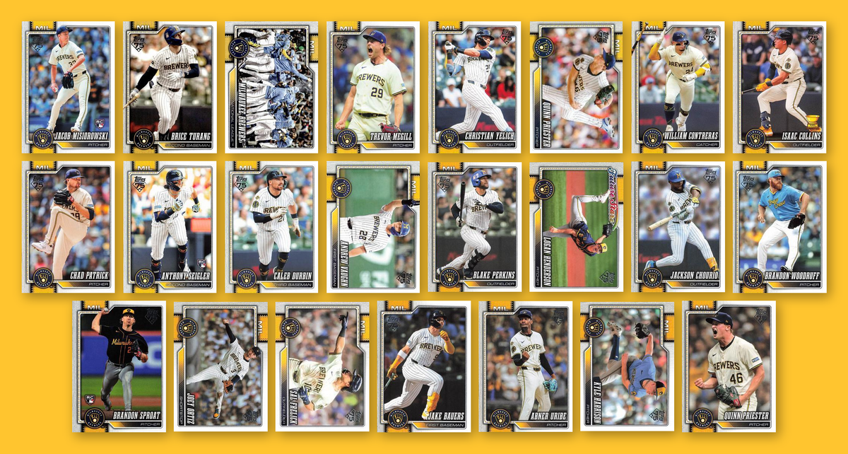 Jackson Chourio Milwaukee Brewers Baseball Fan Bundle - 2026 Topps Series 1 & 2 Team Set + 6 Card Player Pack