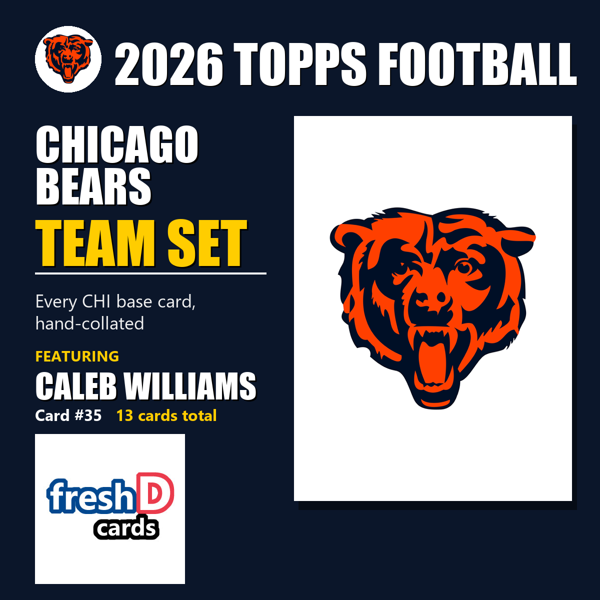 2026 Topps Football Chicago Bears Team Set
