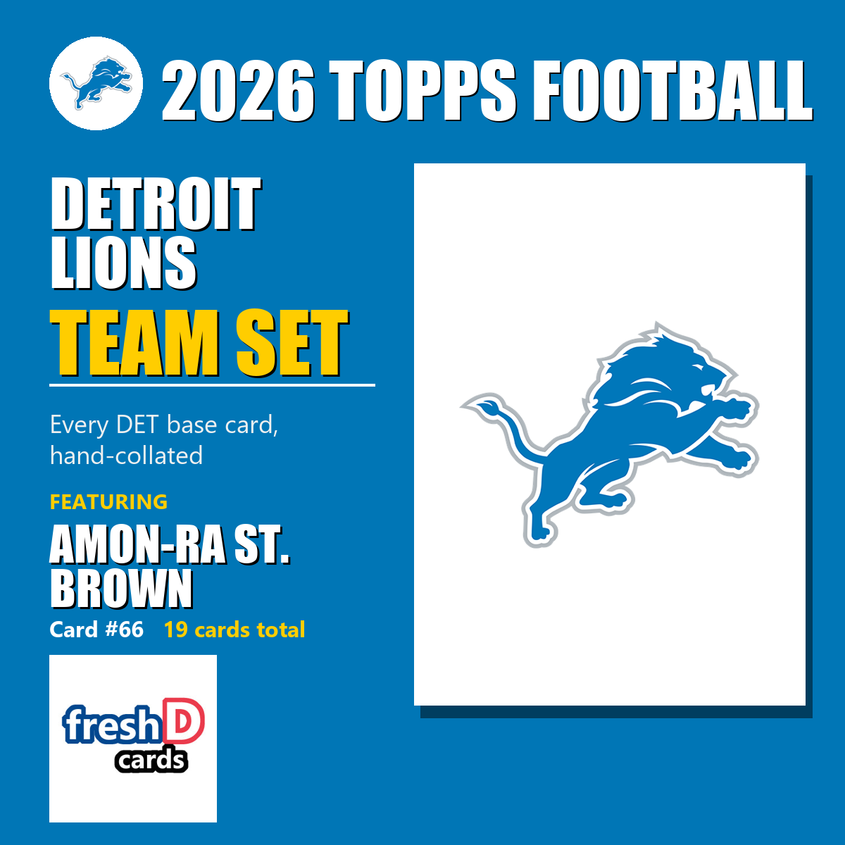 2026 Topps Football Detroit Lions Team Set