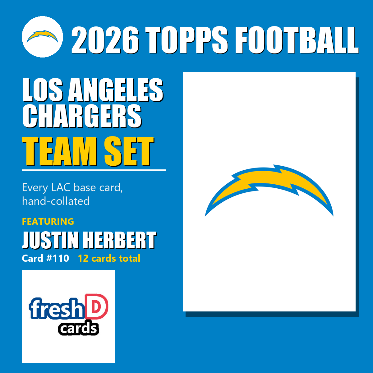 2026 Topps Football Los Angeles Chargers Team Set