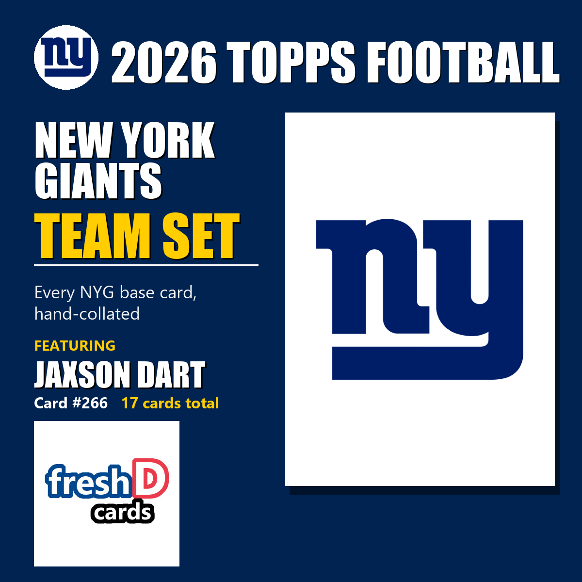 2026 Topps Football New York Giants Team Set