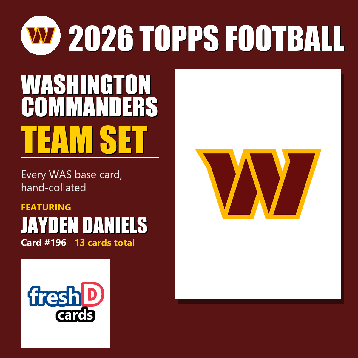 2026 Topps Football Washington Commanders Team Set