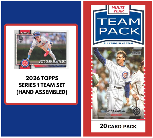 2024 Baseball Team Pack Cubs 20 Card Pack Sandberg + 2026 Topps Series 1 Team Set - Swanson PCA