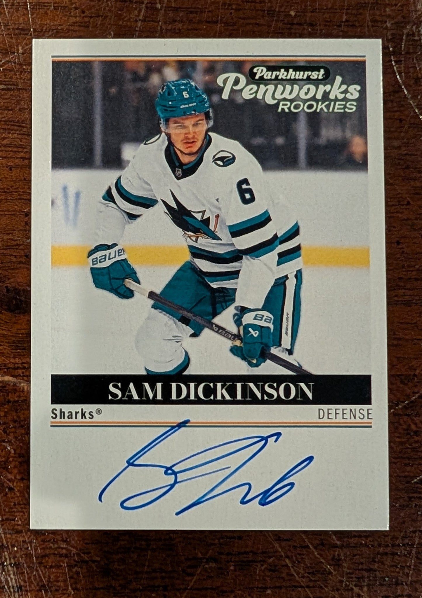 2024-25 Parkhurst Champions Penworks Rookies Autograph Sam Dickinson RC - San Jose Sharks
