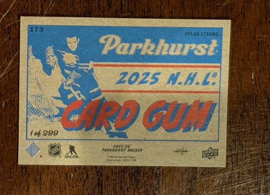 2025-26 UD Parkhurst Card Gum Back Dylan Strome #173 /299 - Washington Capitals