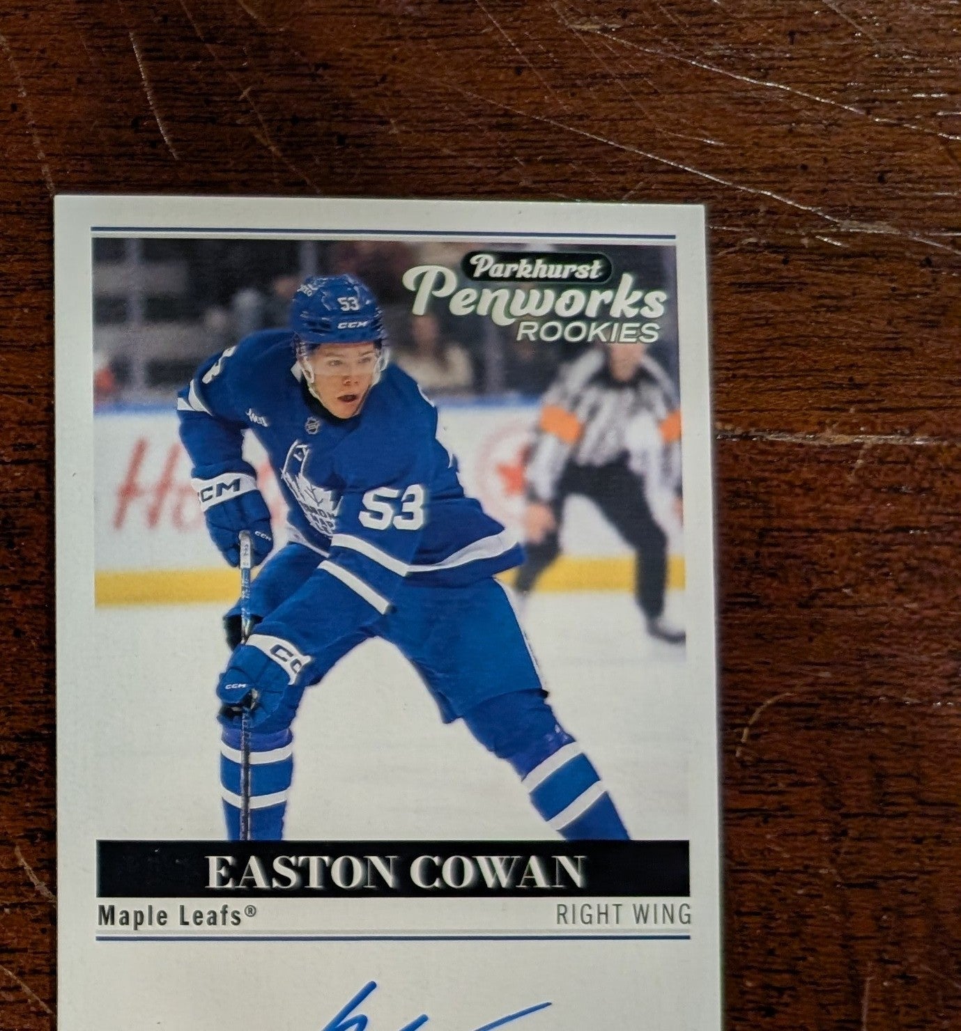 2025-26 Parkhurst Penworks Rookies On-Card Autograph Easton Cowan RC - Toronto Maple Leafs