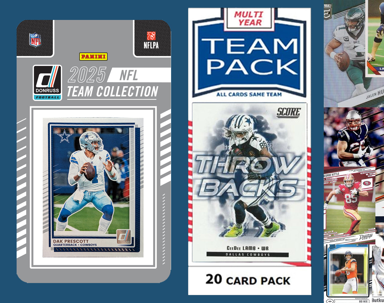 2025 Donruss NFL Factory Team Set + 20 Card Pack Dallas Cowboys Dak CeeDee Lamb