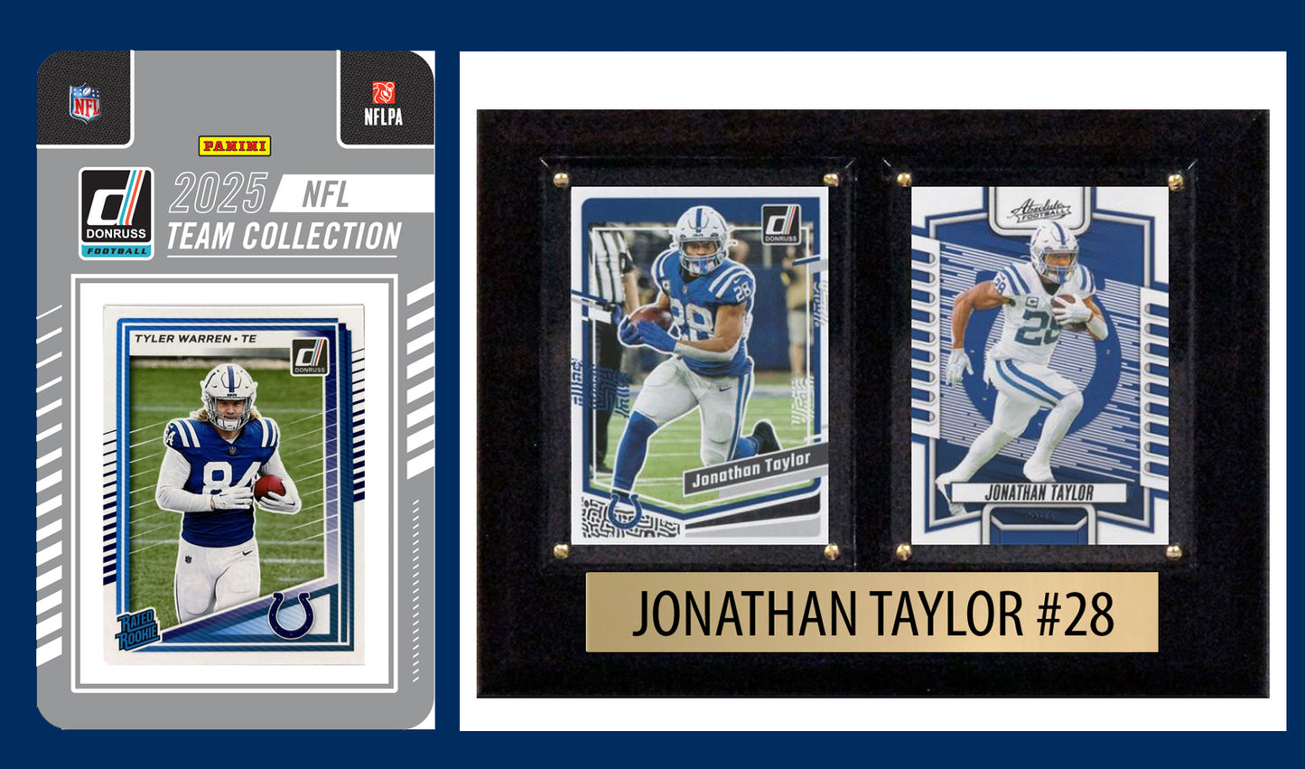 Indianapolis Colts Fan Plaque Pack Jonathan Taylor + 2025 Donruss Team Set