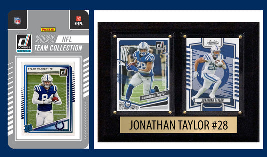 Indianapolis Colts Fan Plaque Pack Jonathan Taylor + 2025 Donruss Team Set