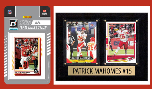 Kansas City Chiefs Fan Plaque Pack Patrick Mahomes + 2025 Donruss Team Set