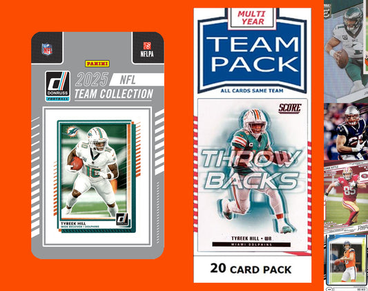 2025 Donruss NFL Factory Team Set + 20 Card Pack Miami Dolphins Tua Tyreek Hill Ewers