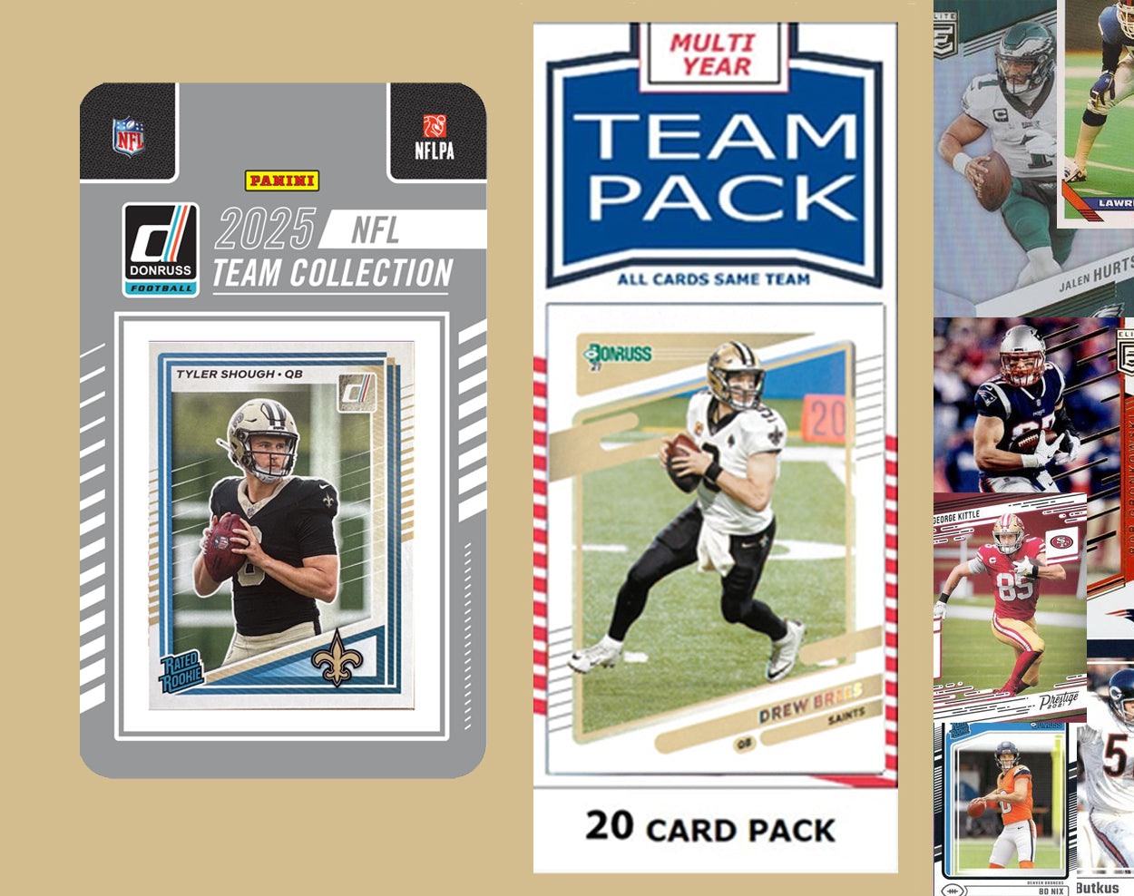 2025 Donruss NFL Factory Team Set  + 20 Card Pack New Orleans Saints - Kamara Shough RC