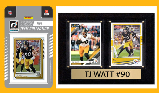 Pittsburgh Steelers Fan Plaque Pack TJ Watt + 2025 Donruss Team Set