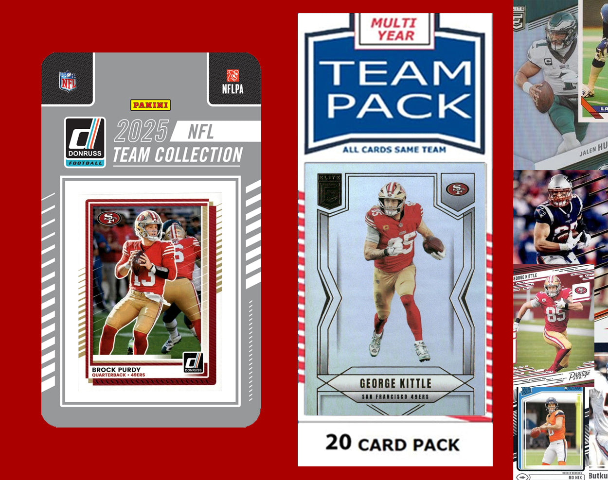 2025 Donruss NFL Factory Team Set  + 20 Card Pack San Francisco 49ers - Purdy Kittle