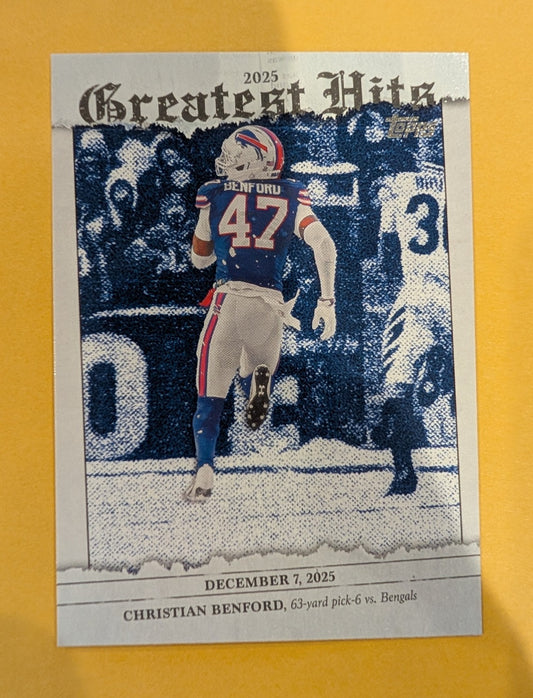 2026 Topps Football Christian Benford 2025 Greatest Hits #25GH-CB