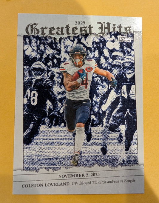 2026 Topps Football Colston Loveland 2025 Greatest Hits #25GH-CL